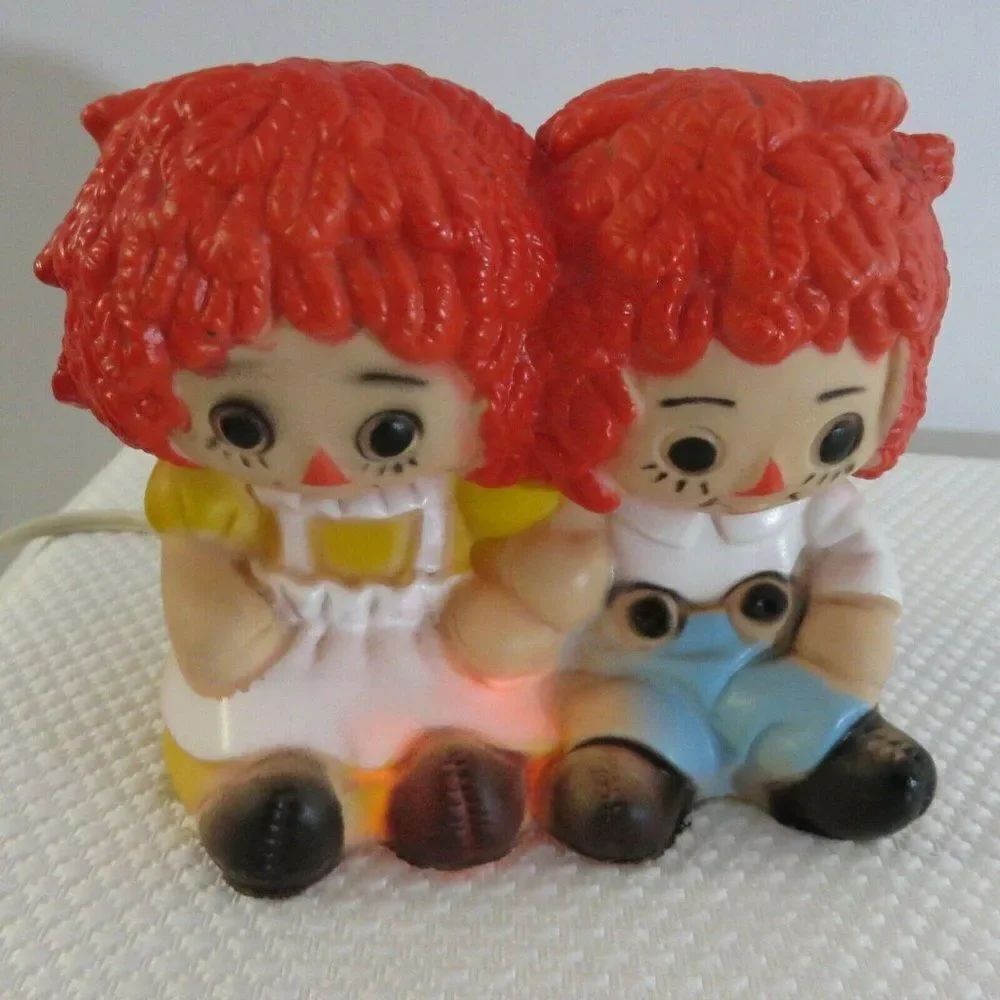 Vintage Raggedy Ann Andy Rubber Table Lamp Night Light 4.5″